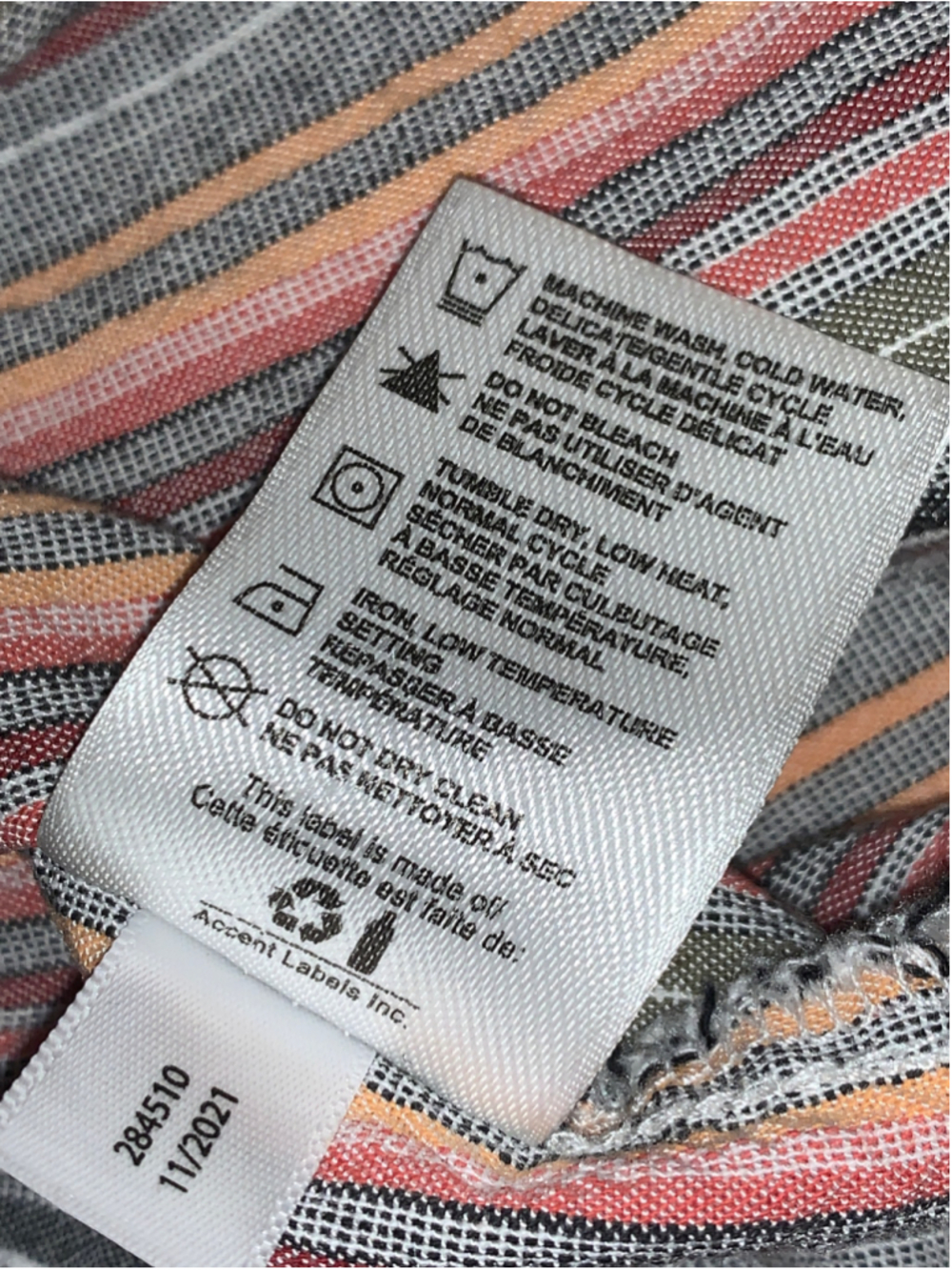 Women's Denver Hayes Striped Button Down Shirt XL Grey Pink - Picture 5 of 9